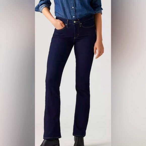 Levi’s Shaping Bootcut 315 Dark wash white stitching denim jeans stretch US32 - Picture 2 of 9